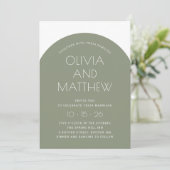 Invitation Mariage d'arche de typographie moderne vert Sage + (Debout devant)