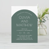 Invitation Mariage d'arche de typographie moderne vert Sage + (Debout devant)