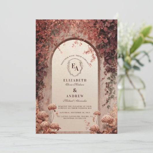 Invitation Mariage d'arche de vignoble rustique (Debout devant)