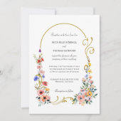Invitation Mariage d'arche d'été Fleur sauvage d'aquarelle (Devant)