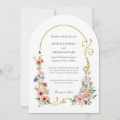 Invitation Mariage d'arche d'été Fleur sauvage d'aquarelle (Devant)