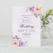 Invitation Mariage d'arche en fleur de lavande (Debout devant)