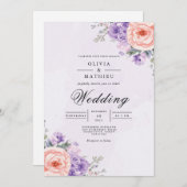 Invitation Mariage d'arche en fleur de lavande (Devant / Derrière)