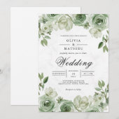 Invitation Mariage d'arche en fleur de sage (Devant / Derrière)