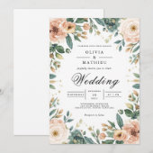 Invitation Mariage d'arche en fleur feutrée (Devant / Derrière)
