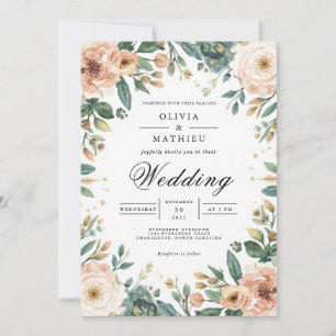 Invitation Mariage d'arche en fleur feutrée