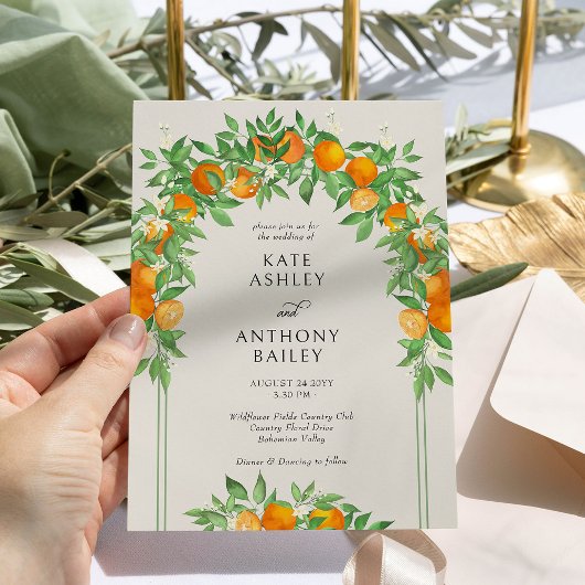 Invitation Mariage d'arche en fleurs orange