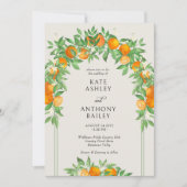 Invitation Mariage d'arche en fleurs orange (Devant)