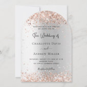 Invitation Mariage d'arche en or rose argenté (Devant)