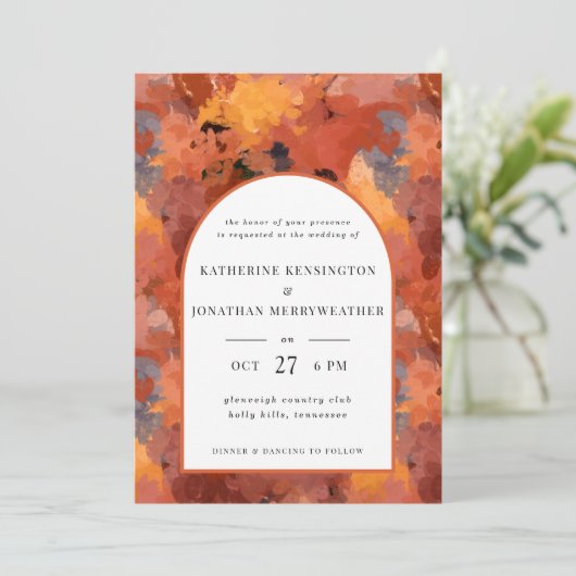 Invitation Mariage d'arche en terre cuite moderne Boho (Debout devant)