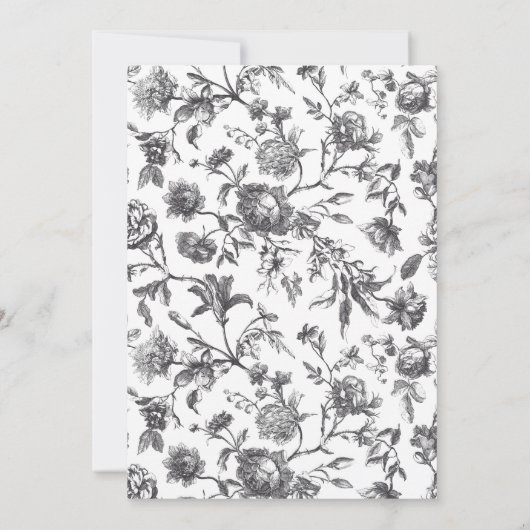 Invitation Mariage d'arche en toile florale noir et blanc ant (Dos)