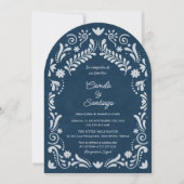 Invitation Mariage d'arche espagnol mexicain Blue Talavera (Devant)