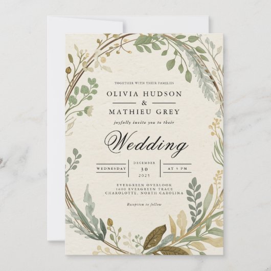 Invitation Mariage d'arche feutrée Ethereal (Devant)