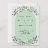 Invitation Mariage d'arche fleurie de lavande verte Sage (Devant)