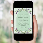 Invitation Mariage d'arche fleurie de lavande verte Sage