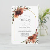 Invitation Mariage d'arche fleurie en terre cuite terre (Debout devant)