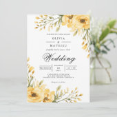 Invitation Mariage d'arche fleurie jaune or (Debout devant)