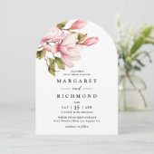 Invitation Mariage d'arche fleurie rose Magnolia (Debout devant)