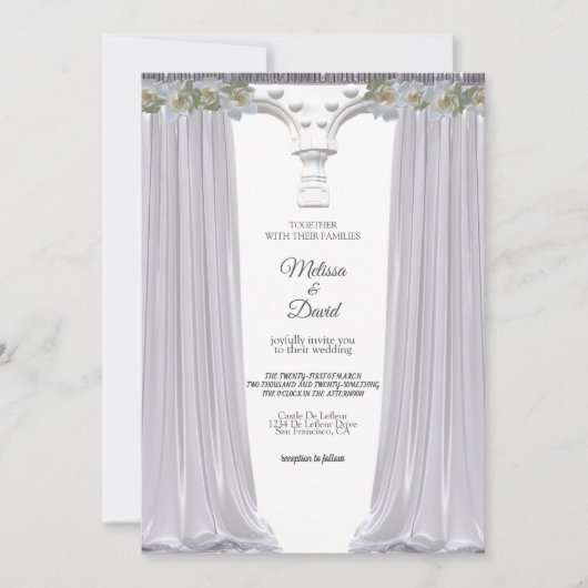 Invitation Mariage d'arche floral blanc élégant (Devant)