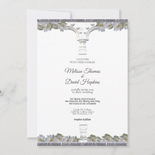 Invitation Mariage d'arche floral blanc élégant (Devant)