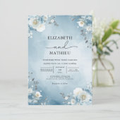 Invitation Mariage d'arche florale bleu doux (Debout devant)