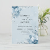 Invitation Mariage d'arche florale bleu Icy (Debout devant)