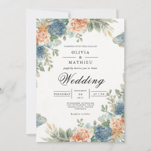 Invitation Mariage d'arche florale bleu pâle