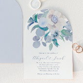 Invitation Mariage d'arche florale bleu simple