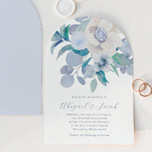 Invitation Mariage d'arche florale bleu simple
