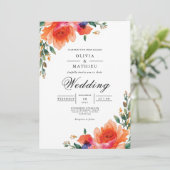 Invitation Mariage d'arche florale de corail (Debout devant)