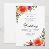 Invitation Mariage d'arche florale de corail (Devant / Derrière)