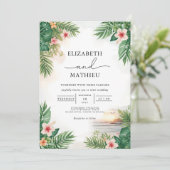 Invitation Mariage d'arche florale de palme vibrant (Debout devant)