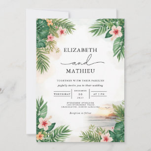 Invitation Mariage d'arche florale de palme vibrant