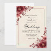 Invitation Mariage d'arche florale de prune poussiéreuse (Devant / Derrière)
