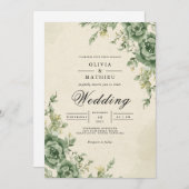 Invitation Mariage d'arche florale de Sage Muet (Devant / Derrière)