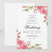 Invitation Mariage d'arche florale rose (Devant / Derrière)