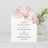 Invitation Mariage d'arche florale rose pâle Hydrangea (Debout devant)