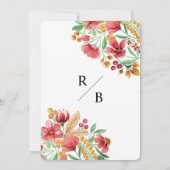 Invitation Mariage d'arche florale rose vif jaune or (Dos)