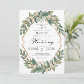 Invitation Mariage d'arche géométrique Emerald Leaf (Debout devant)