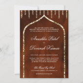 Invitation Mariage d'arche indienne d'origine ethnique d'or o (Devant)