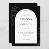 Invitation Mariage d'arche noir et blanc moderne (Devant / Derrière)