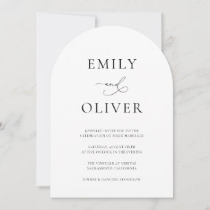 Invitation Mariage d'arche noir et blanc simple