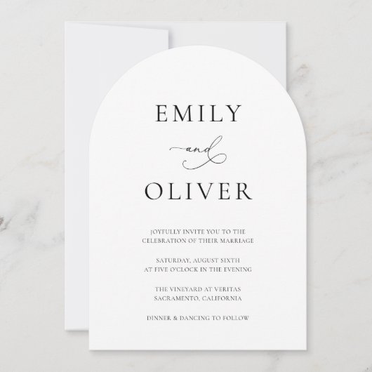 Invitation Mariage d'arche noir et blanc simple (Devant)