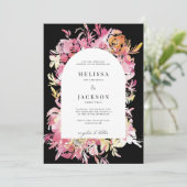 Invitation Mariage d'arche noire rose et blush (Debout devant)