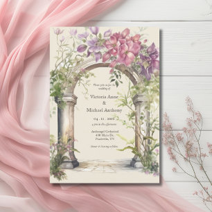 Invitation Mariage d'arche orné rose Hydrangea
