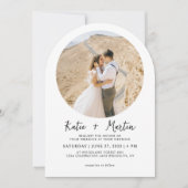 Invitation Mariage d'arche photo ronde noir et blanc simple (Devant)