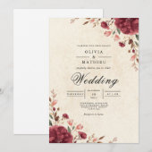 Invitation Mariage d'arche romantique Bourgogne (Devant / Derrière)