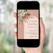 Invitation Mariage d'arche rose de la pampa sauge beige