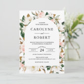 Invitation Mariage d'arche rose et blanc de Magnolia (Debout devant)