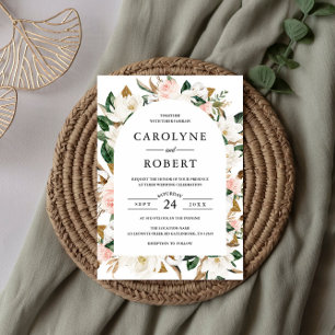 Invitation Mariage d'arche rose et blanc de Magnolia